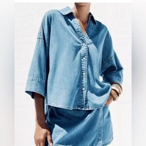 NWT Size Large Zara Wide Sleeve Denim shirt
